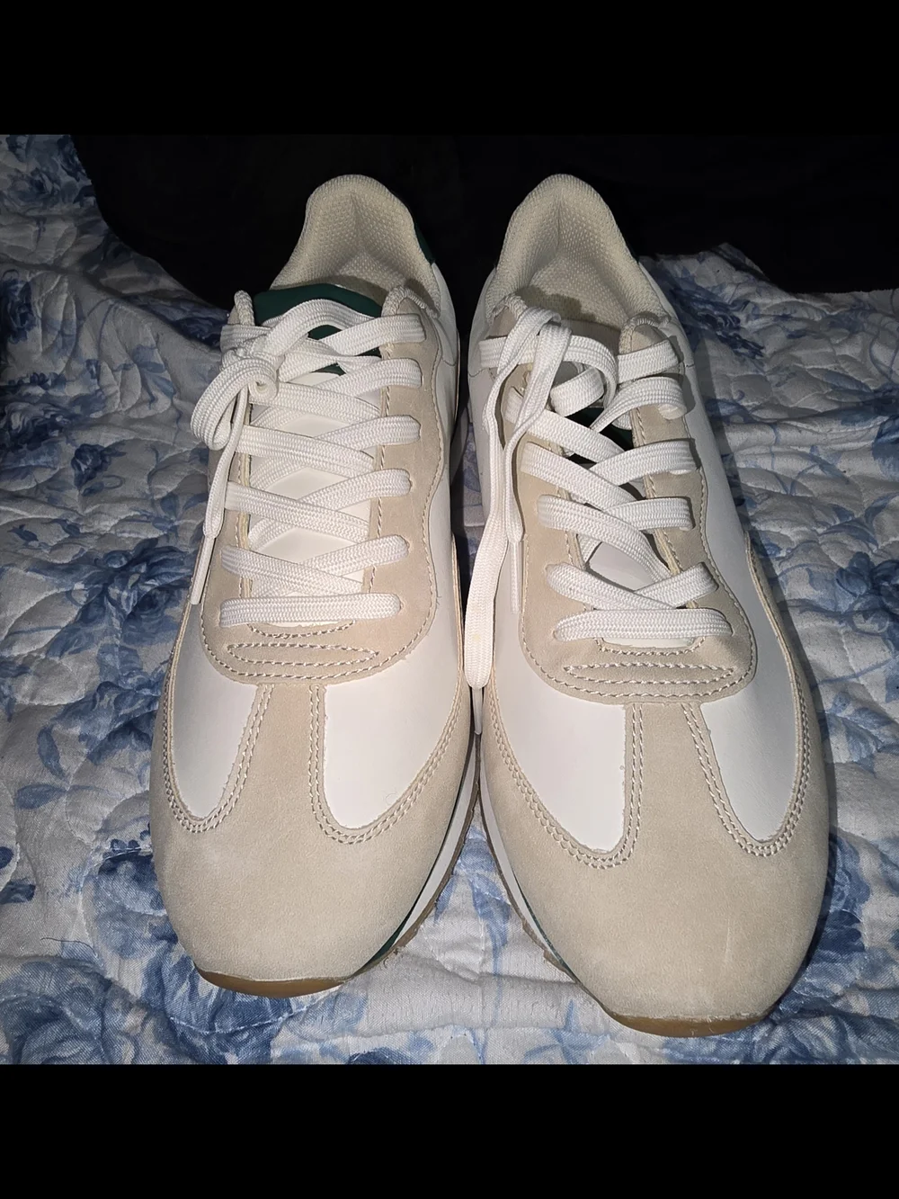 Natural Reflections White & Green Athletic Sneakers